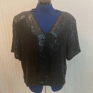 Metered black sequins blouse, size 1x